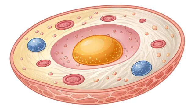 Animated diagram of a plant cell structure with organelles