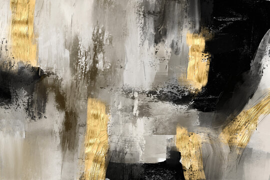 Expressive modern abstract painting with dynamic gestural brushstrokes and painterly texture