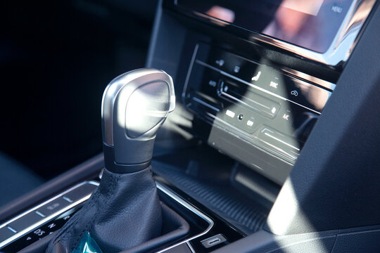 A shift gear knob inside of a vehicle