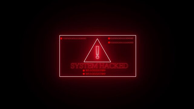 System hack security breach computer hacking warning message hacked alert blackmailing virus countdown until deletion ,concept of computer security, warning, hacking computer tech screen. 4K