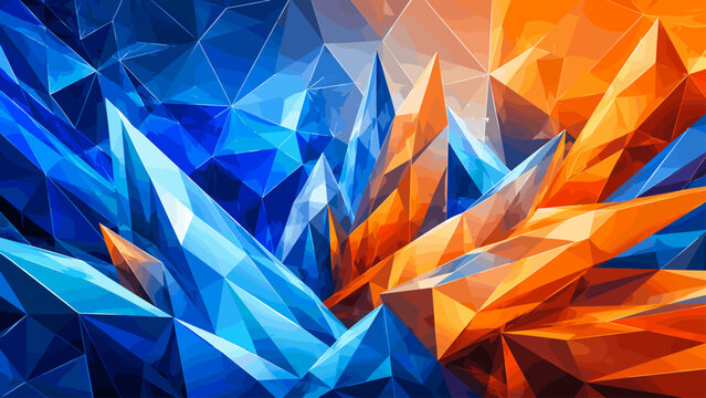 Abstract low-poly 3D background pattern of geometric crystal shards, shard, crystal, glass, ice, stone, rock, diamond, prism,