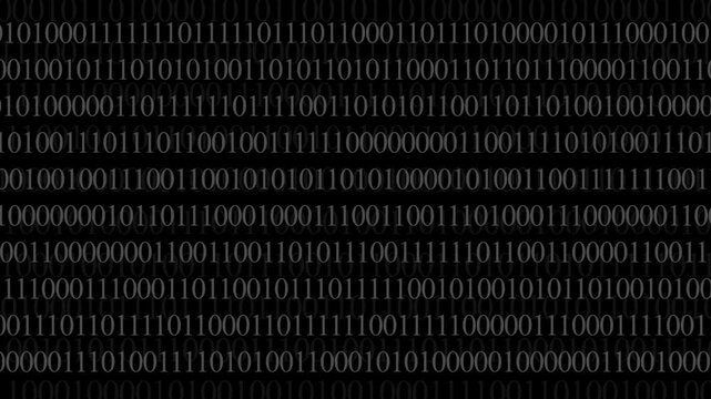 Abstract binary code animation video. binary code stream.Binary code on a dark background. Hacker attacks and cyber security concept.Full screen of binary code background. 4k animation