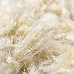 Obraz premium Macro texture of white fibrous insulation material. Detailed background of tangled thermal barrier fibers