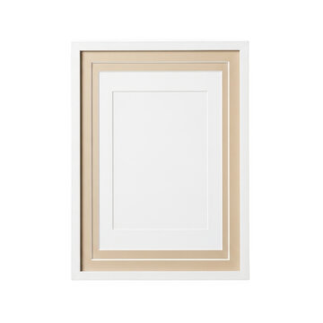 Empty vertical picture frame with a beige mat