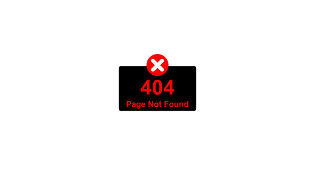404 page not found error message with red x mark flat vector illustration on white background
