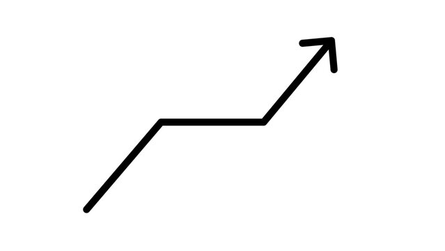 Ascending line graph silhouette on a white background a simple visual representation of growth