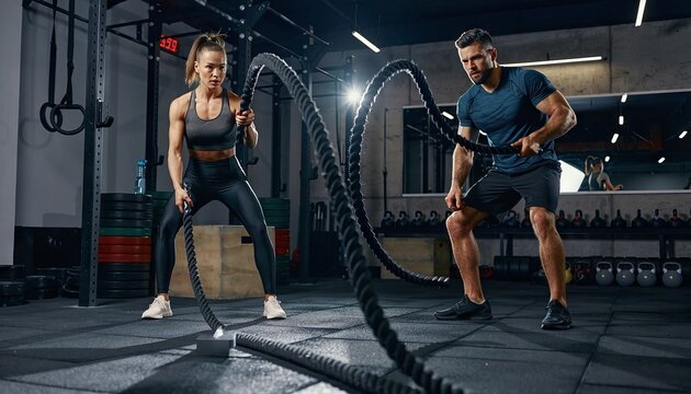 Fitness. Training. Battle Ropes. Gym. Workout.
