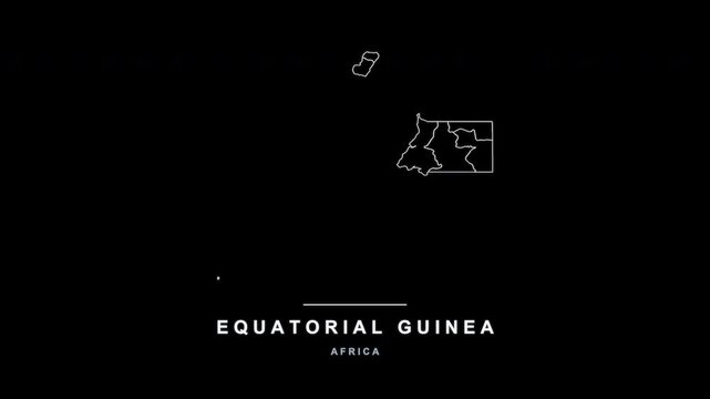 Equatorial Guinea Country Line Map Self Drawing Animated, Alpha 4K