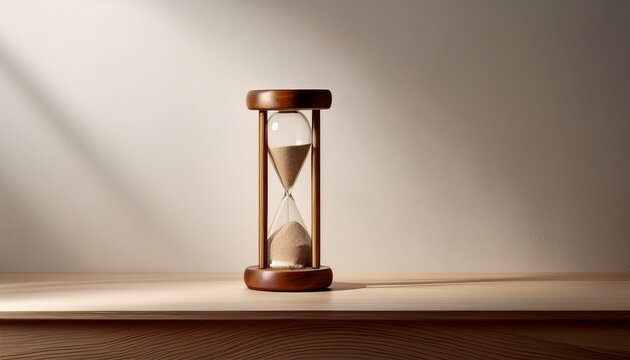 Elegant Hourglass Timer With Fine Sand And Wooden Base In A Minimalist Style