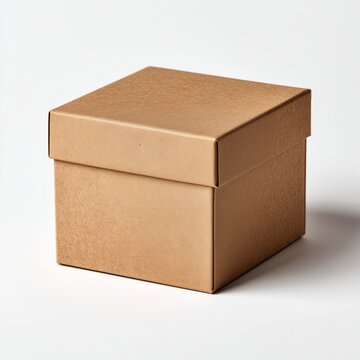 Recycled cardboard box container mockup isolated on white background