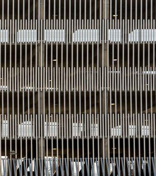 Canada, Alberta, Calgary.  Architectural detail of public parking lot.