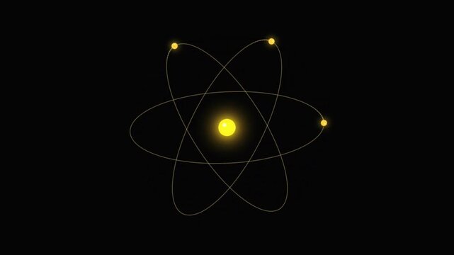 Glowing Atom Structure with Orbiting Electrons Motion Graphics Animation