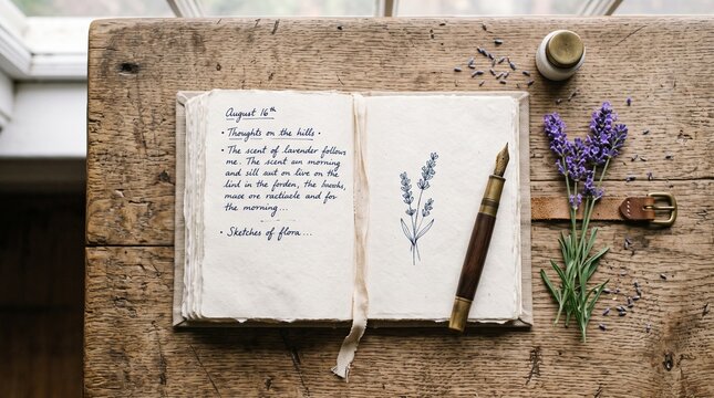 old paper with lavender and herbs