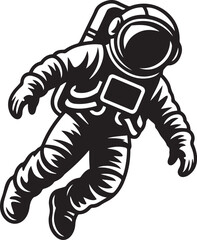 Black and white astronaut floating in space vector illustration isolated on transparent background, Vector, illustration © Rijvi