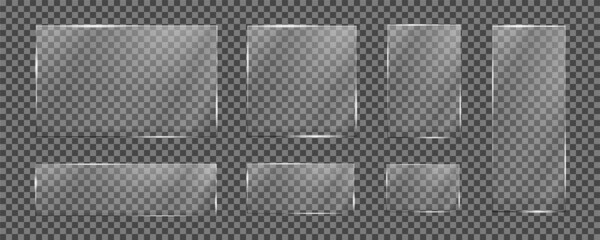 Glass Rectangles Collection: A collection of various clear glass rectangles of different sizes and orientations, presented on a transparent grid background. © Salman