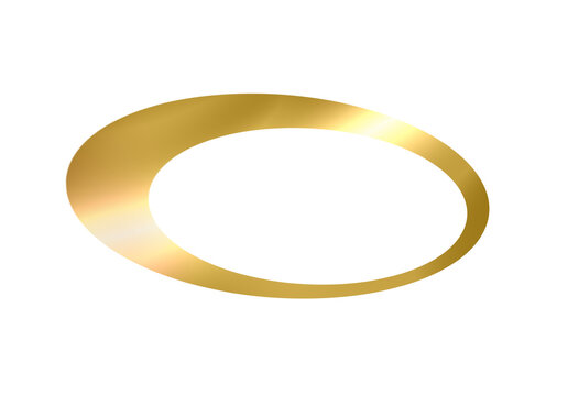 Elegant Gold Metallic Oval Ring Design Element PNG Isolated