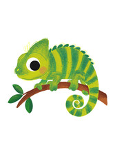 Cute Hand-drawn Chameleon illustration on a transparent background  © VicArt