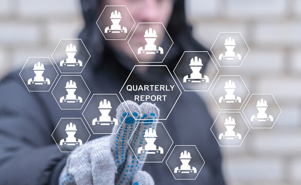 Concept of industry quarterly report. Annual and quarterly manufacturing report results.