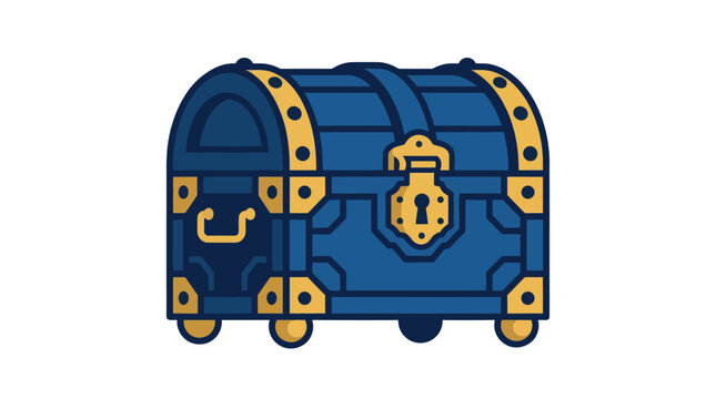 Vintage Blue Treasure Chest Illustration.