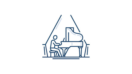 Person sitting playing a piano. © May