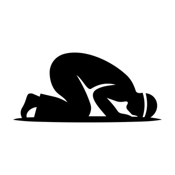 Sujood Black Silhouette Islamic Vector Icon