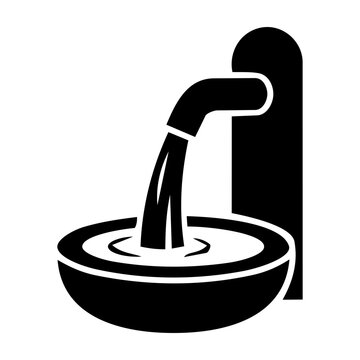 Zamzam Well Black Silhouette Islamic Vector Icon