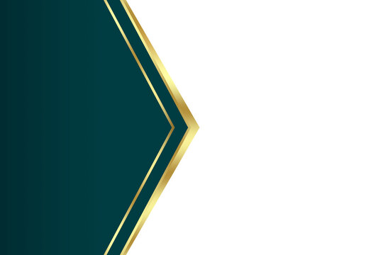 Abstract dark green gold luxury arrow side frame empty space for decoration isolated on white background