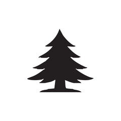 Obraz premium Black pine tree silhouette icon isolated on white background, Vector