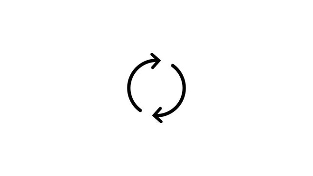 Circular arrows rotating on white background demonstrating a continuous loop process video icon