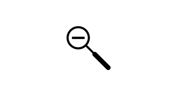 Magnifying glass rotates on white background simple animation sequence video search icon zoom