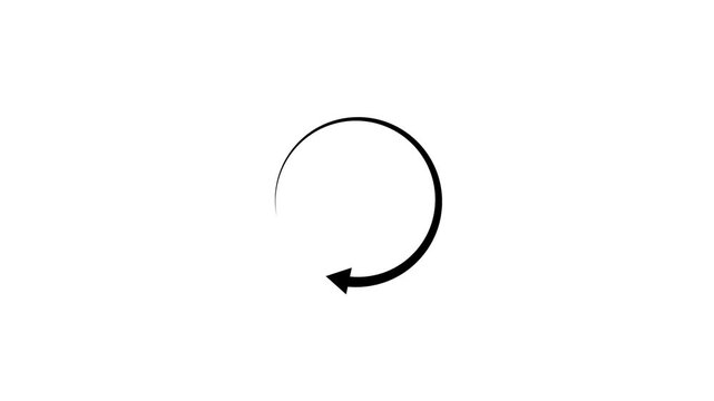 Circular arrow rotating on white background showing clockwise progression video loop cycle symbol