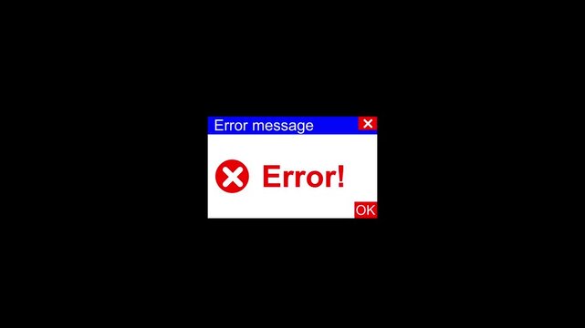 Error message window appears and disappears on a white background stock footage video