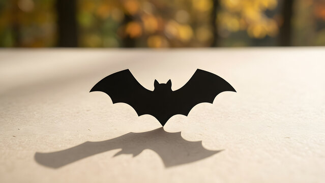 Set of simple matte black paper bat silhouettes with clean spacing for autumn retail, ecommerce and holiday-preparation campaign