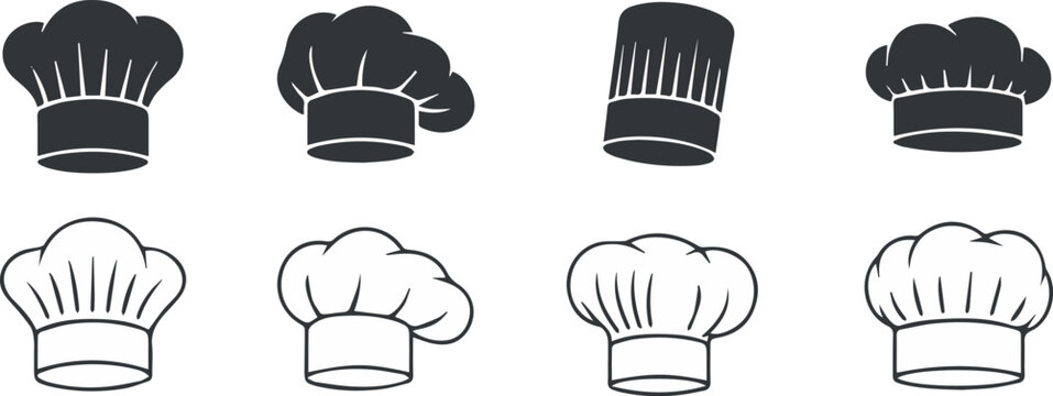 chef hat icon pack solid and outline culinary logo elements