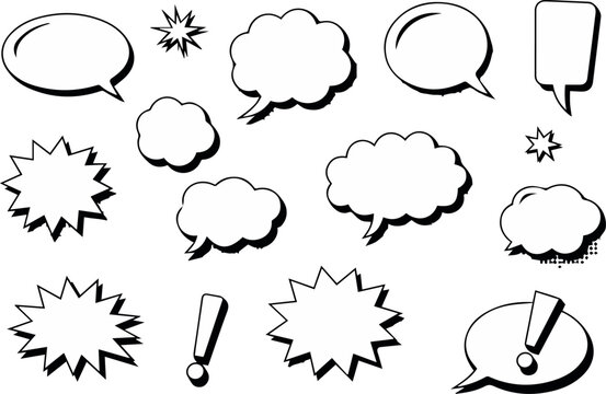 bubble comic callouts captions thought bubbles clipart pack