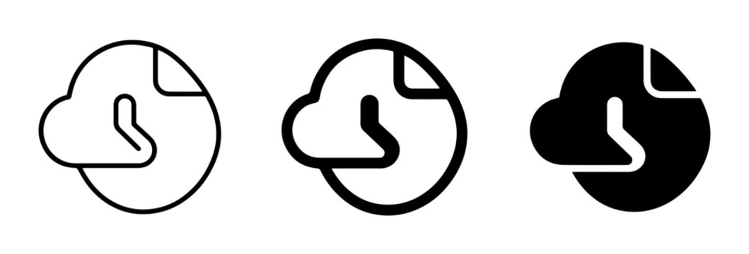 Cloud Storage Icons: Time and Document Sync, Data Backup, Archive Set