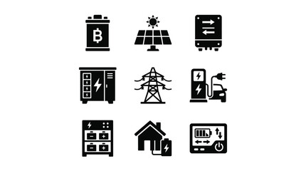 Obraz premium Electricity power energy icons set.