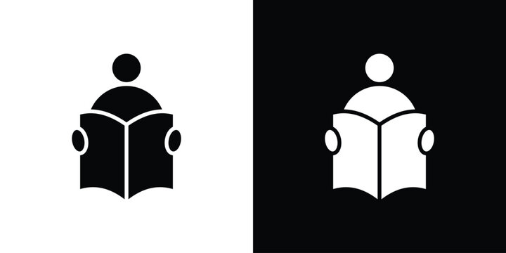 Book open reader icon for creative designs