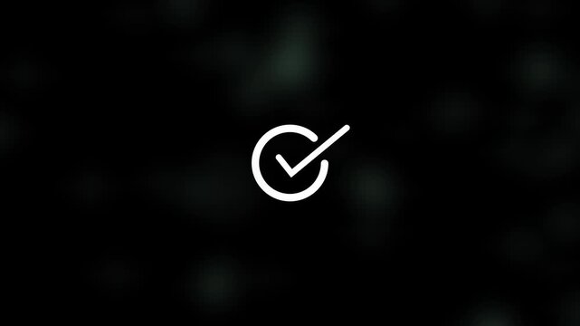 Animated reveal of a white checkmark icon in a green circle. Isolated on a white background.