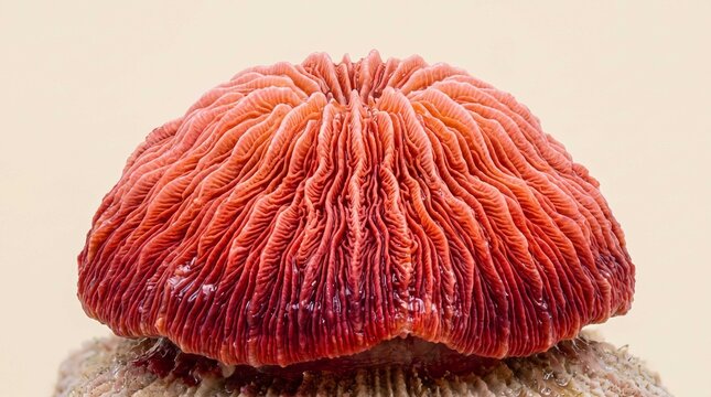Close up of vibrant coral polyp texture with radial ridges symbolizing marine biodiversity and natural wonder