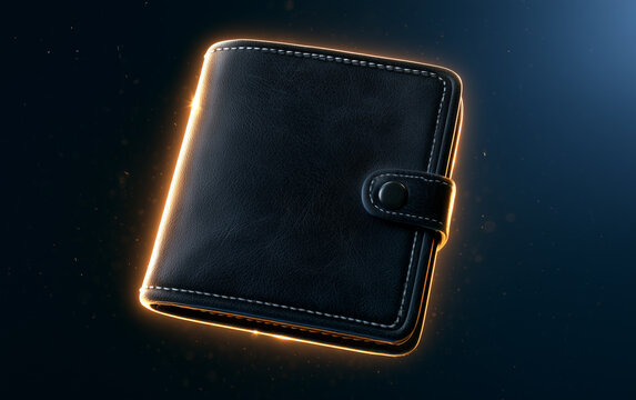 Digital Wallet Icon Floating With Glowing Aura on Dark Futuristic Background