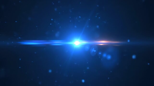 Blue light flare with bokeh against a dark background, creating a spacey atmosphere