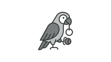 Parrot Bird Holding Toy Ball Chain.