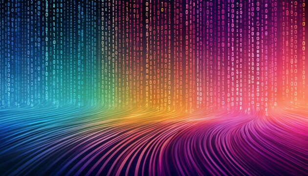 colorful abstract binary code background banner widescreen wallpaper background generative ai