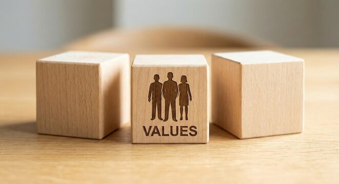 Wooden Blocks Spelling Values with Family Icon