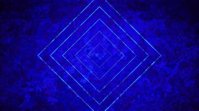 Cyan digital diamond glitch layered square outlines, blue scan noise, and distorted abstract texture. for cyber titles, tech transitions, electronic music visuals, sci fi intros, video backgrounds.