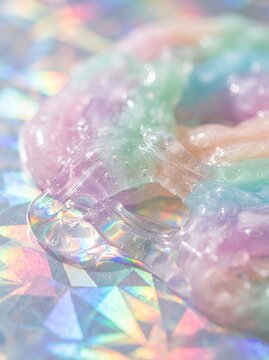 Slime gel on holographic paper