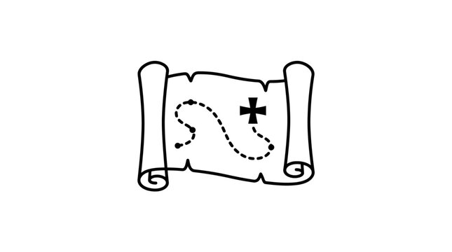 Treasure map icon on white background