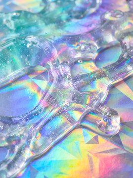 Slime gel spreading holographic texture