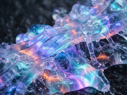 Close up neon slime texture